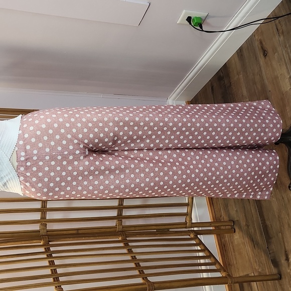 Vintage handmade pant set mauve and white polka dots dagger collar - Picture 3 of 13